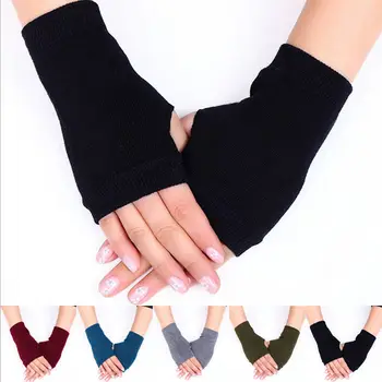 1 Чифт Еластични Грелок За ръце, Дълги Обикновена Ръкавици Без Пръсти, Модерни Ръкавици, Дамски Гореща облекло