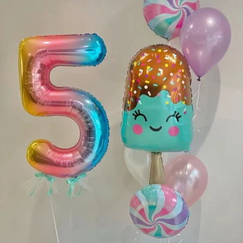 1бр Голям конус за сладолед, балон, рожден ден украси играчка балон Popsicle форма карикатура алуминиево фолио глобус сладолед