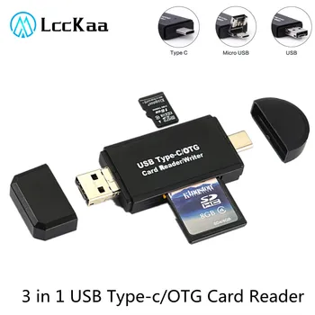 3 В 1 USB 2.0 четец за SD-карти C USB четец на карти с Памет TF/Mirco SD Smart четец на карти с Памет Type C OTG Флаш памет Cardreader Адаптер