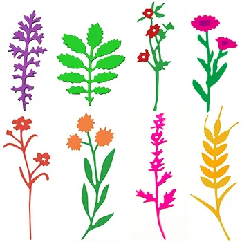4 Стила На Wildflower Метални Режещи Удари Цветни Листа Релеф, Шаблони За Изрязване Албум Хартиени Картички Украса