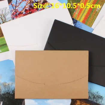 50 бр./лот-16*10.5*0.5 см Празен Черен Бял Плик От Крафт-Хартия, пощенски Картички, Поздравителни картички Корица Снимка на Опаковъчни Кутии