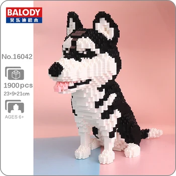 Balody 16042 фауна на Сибирското Хъски е Куче Седи на Домашен Любимец, 3D Модел на DIY Мини Диамантени Блокове, Тухли, Строителни Играчки за Деца без Кутия