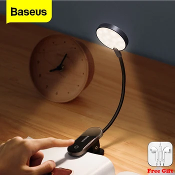 Baseus USB Акумулаторна Лампа За Четене Скоба Led Настолна Лампа Безстепенно Затемняемая Безжична Настолна Лампа Сензорен Led нощна светлина Лампа За Лаптоп