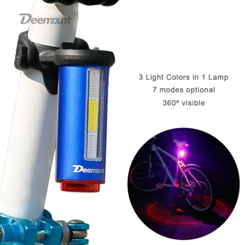 Deemount Горещ Нов Велосипеден задна светлина в 3 Цвята в 1, Лампа LED COB Визуално Предупреждение Мотор Задна Светлина 100LM 850aAH Акумулаторна батерия