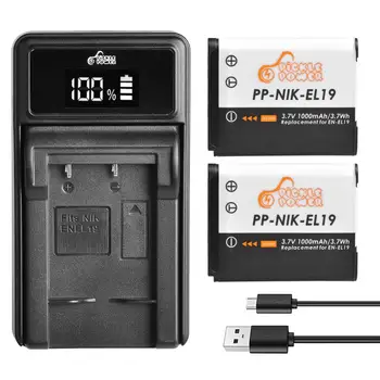 EN-EL19 EN EL19 NP-BJ1 Батерия + Led USB Зарядно Устройство за Nikon Coolpix S2600 S2700 S3100 S3500 S4100 S4150 S4400 S5200 S6400