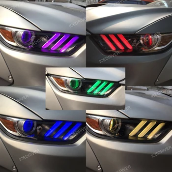 Icedriver за Ford Mustang DRL RGB многоцветни led заплата 2015-2017 дневни светлини Червени, сини лампи, осветление RGBW Demon Eye
