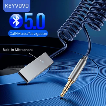 Keyvovo Aux Bluetooth Безжичен Адаптер за Авто Приемник с USB Конектор и 3.5 мм Аудио Музика Микрофон, Адаптер за свободни ръце за Автомобил на Динамиката на Ключ