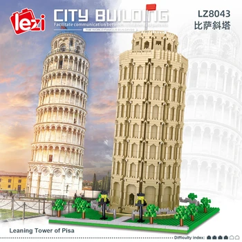 LEZI 8043 кулата Световно Известни Мини Микро Строителни Блокове Гледка към Улицата Архитектурен Модел Тухла Детски Играчки
