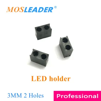Mosleader 1000 БР. led притежателя на F3, 3 мм, Черен пластмасов държач, 2 дупки, двойно дупка, не съдържа led квадратен държач лампи за фенер