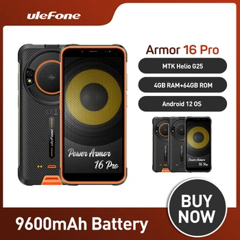 Ulefone Power Armor 16 Pro Global Издръжлив и Водоустойчив Смартфон 2,4 G / 5G WiFi 9600mAh Android 12 NFC Здрав Телефон