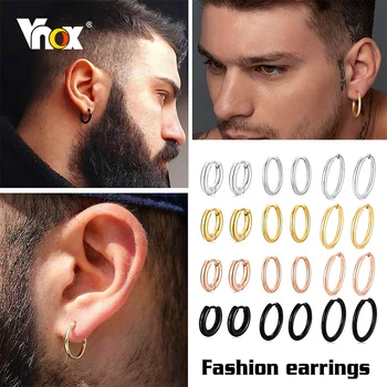 Vnox 1 Чифт, различни Размери-Кръгли Обеци-халки за мъже и Жени, Антиалергични, от Неръждаема Стомана, Геометрични Кръгла Скоба за ушите, Подарък за Бижута