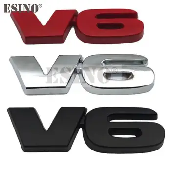 Автомобилен Стайлинг V6 Логото на Двигателя 3D Метална Сплав Залепваща Емблема Заден Багажник Иконата на Стикер На Крило Стикер За Автомобил Авто аксесоари