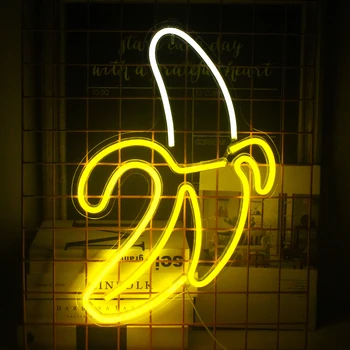 Бананова Форма Led Неонови Светещи Табели Стенен Декор Лампа Неонова реклама Лампа Изкуство Led Лампа за Парти Бар Магазин Стая Неонови Нощни Светлини