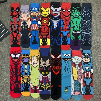 Гореща разпродажба, 1 чифт Чорапи с принтом Аниме Marvel, Мъжки и Дамски чорапи, Мультяшные Чорапогащи, Чорапи за Cosplay, хип-хоп, Ежедневни чорапи за възрастни