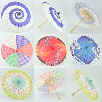 Доста 30 см Класически пергаментова хартия Хартиен Чадър традиционен Китайски танц цветен чадър Чадър на Открито сватбен Декор Чадър