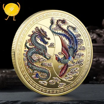 Дракон и Феникс Донесе Просперитет Възпоменателни Монети Китайски Талисман Монета Дракон Колекционерска стойност История на Културата Предизвикателство Монета