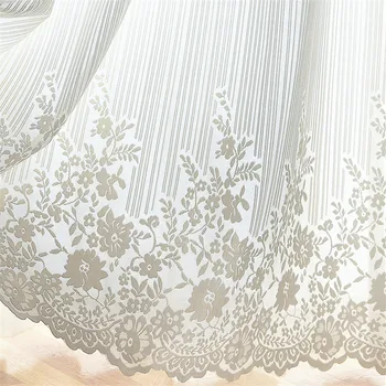 Европейските Бели дантелени тюлевые прозрачни Завеси за хол прозореца на спалнята луксозни цветни завеси