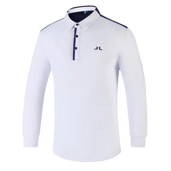 Есен Нова мъжки дрехи, Спортна Риза с къси ръкави за голф с дълги Ръкави, Дишаща Бързосъхнеща Бяла Тениска с Ревера, Топ