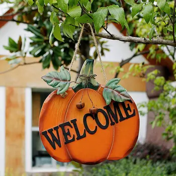 Есенна Тиква Добре Дошли Знак Есенна Тиква Дървени Знаци Декор Входната Врата На Дърво Украса За Хелоуин Реколта Деня На Благодарността