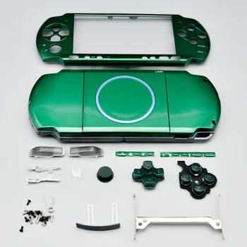 Зелен За PSP 3000 Резервни Части За Ремонт Заменяеми Корпус Корпус на Предната Панел Преден Долна Капачка Калъф с Пълни Бутони Комплекти Аксесоари
