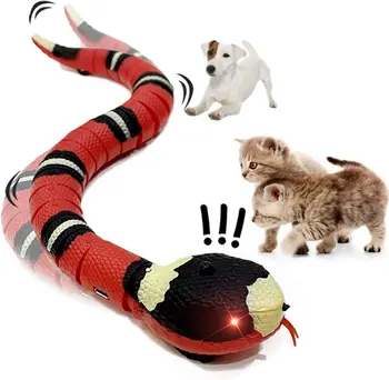 Играчка Snake Cat за котки, Интелигентна Сензорна Акумулаторна Змия, Автоматично Съвпадащи препятствия и бягство, Реалистичен S-Образни движещ Се El