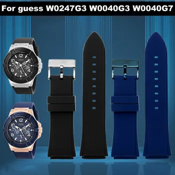 Каишка от каучук за часовника 22 мм, Сини на цвят Силиконов Каучук гривна за guess W0247G3 W0040G3 W0040G7 каишка за часовник брендовый спортен каишка за часовник