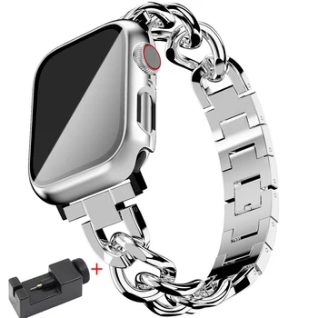 Кубинският каишка за Apple watch band 40 мм 41 мм, 38 мм и 45 мм 44 мм 42 мм Метална верижка от неръждаема стомана iWatch series 8 7 6 5 4 3 se