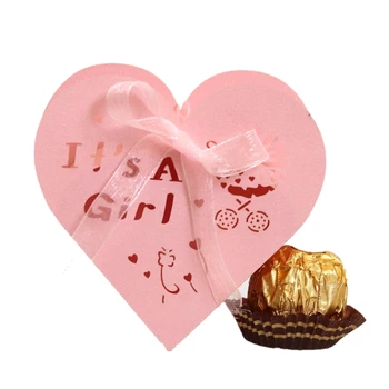 Малки Кутии във формата на сърце за опаковане на Подаръци, Розова кутия Бонбони за Момичета, Детски душ, Детски Аксесоари за Рожден Ден, Опаковане на Едро