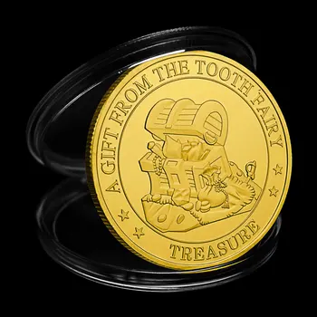 Мерцающая сувенирни монети Феята на зъбките са подбрани позлатена монета за Подарък от Феята на Зъбките Съкровище Възпоменателна монета