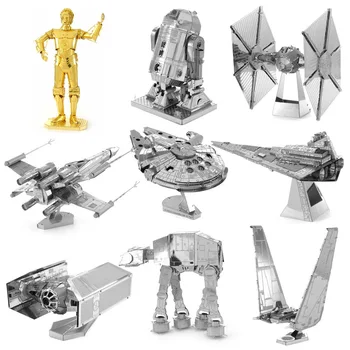 Мини 3D Метални Играчки, Пъзели Ръчно САМ Космически Кораб хиляда години Сокол Звезден Разрушител Имперски Совалка НА Робот да Събере Модел Играчки
