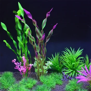 Нови 37 СМ изкуствени подводни растения за декорация на аквариума за аквариумни риби зелено, лилаво водна трева наблюдение украса
