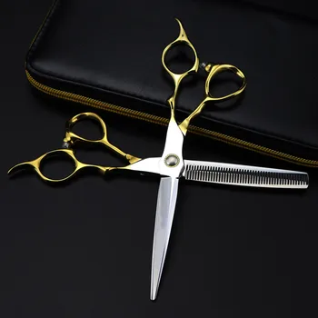 професионален Япония стомана 440c 6,5 инча, носещи златни ножици за коса прическа фризьорски салон прическа филировочные ножици фризьорски ножици