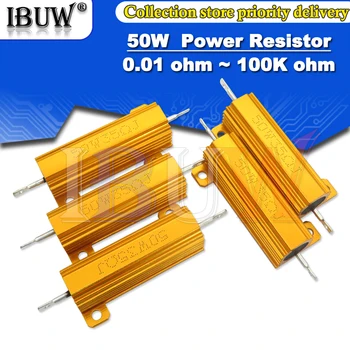 Резистор 0.01 ~ 100K Wirewound повод мивки метал сила 50W алуминиев Wirewound 0.1 0.5 1 1.5 2 6 8 10 20 100 150 200 300 1K 10K Ома