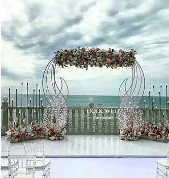 Сватбен реквизит нов стил път олово желязна арка, сватбена украса креативна водорослевая арка път олово