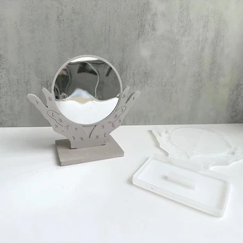 Форма на ръцете дърво форма на огледало за грим силиконовата форма на DIY crystal лепило украса на работния плот силикон огледало мухъл украса на стаята