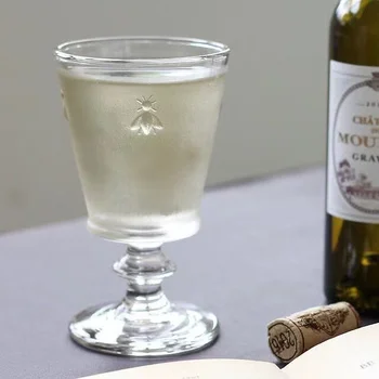 Френското релефно стъкло на пчелните чашки чаша сок чаша сладолед бяло грозде шампанско чаша хайфут