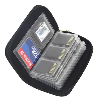 Чанта за Съхранение на карти с памет, Чанта за Носене, Употреба, Портфейл, 22 Слота за CF/SD/Micro SD/SDHC/MS/DS, Игри и Аксесоари, кутия за карти с памет