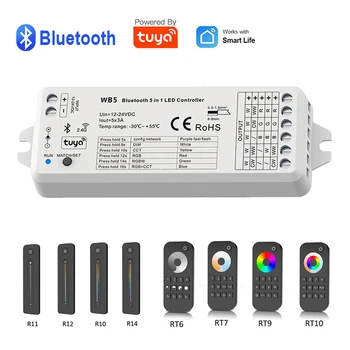 5 в 1 Bluetooth RF Интелигентен Led Контролер DC12V 24V ДИМ CCT RGB RGBW RGBCW RGBCCT Лента 2,4 G Дистанционно приложение на Hristo Smart Life за Алекса